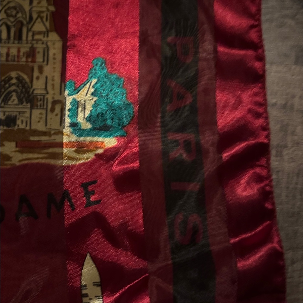 "Chic Vintage Paris Notre Dame Silk Scarf" - Picture 8 of 10